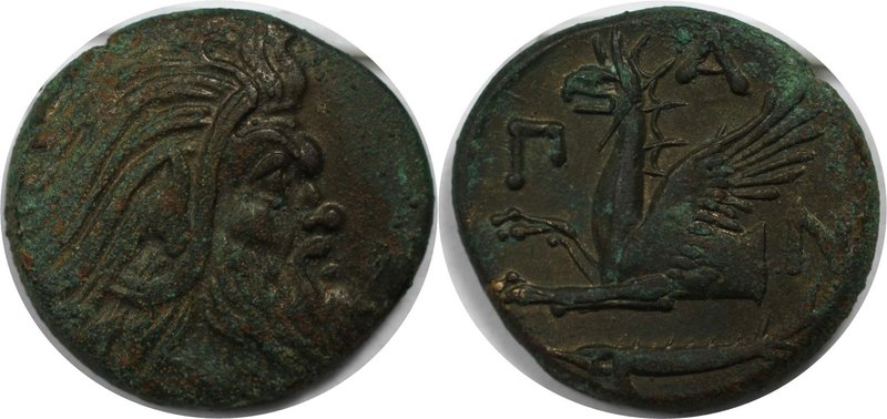 Griechische Münzen, BOSPORUS. Pantikapaion. AE 314 - 310 v. Chr, Kopf Pan (Satyr...