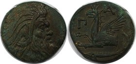 Griechische Münzen, BOSPORUS. Pantikapaion. AE 314 - 310 v. Chr, Kopf Pan (Satyr) rechts / ПАN, Vorderteil des Greifs links, unten, Fisch. Bronze 6.40...