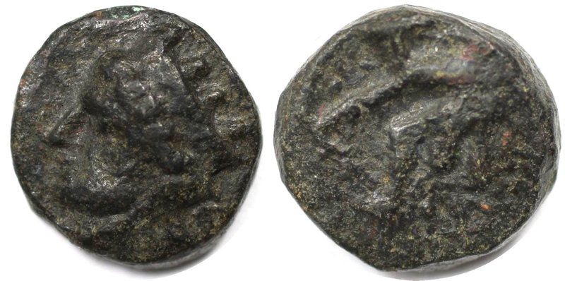 Griechische Münzen, BOSPORUS. Halk HP (330-275 v. Chr.), Göttin Tyche in einer g...