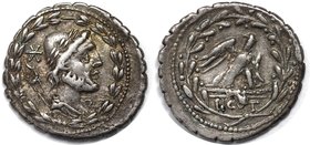 Römische Münzen, MÜNZEN DER RÖMISCHEN REPUBLIK. L. Aurelius Cotta, 105 v. Chr. Denar, Büste von Vulcan nach rechts, rechts, R // Adler auf Blitz, unte...