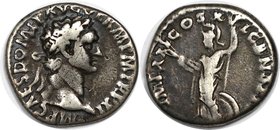 Römische Münzen, MÜNZEN DER RÖMISCHEN KAISERZEIT. Domitianus, 81-96 n. Chr, AR-Denar. Laureate Kopf rechts / Minerva steht nach links, hält Blitz und ...