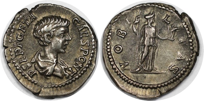 Römische Münzen, MÜNZEN DER RÖMISCHEN KAISERZEIT. Geta, 198-212 n. Chr, AR-Denar...
