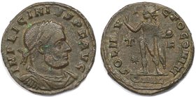 Römische Münzen, MÜNZEN DER RÖMISCHEN KAISERZEIT. Licinius I. (308-324 n. Chr). Follis (Arelate), 19 mm. Vs: IMP LICINIVS PF AVG, Kopf des Kaisers. Rs...