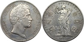 Altdeutsche Münzen und Medaillen, BAYERN / BAVARIA. Ludwig I. (1825-1848). Geschichtsdoppeltaler 1837, Silber. AKS 98. Vorzüglich