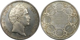 Altdeutsche Münzen und Medaillen, BAYERN / BAVARIA. Ludwig I. (1825-1848). Vereinsdoppeltaler 1838, Einteilung des Königreichs. Mit Randschrift: « DRE...