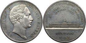 Altdeutsche Münzen und Medaillen, BAYERN / BAVARIA. Maximilian II. (1848-1864). Geschichtsdoppeltaler 1854, Glaspalast. Silber. AKS 166. Vorzüglich