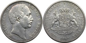 Altdeutsche Münzen und Medaillen, BAYERN / BAVARIA. Maximilian II. (1848-1864). Vereinstaler 1862, Silber. AKS 149. Vorzüglich