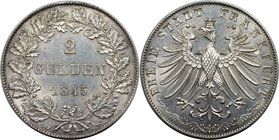 Altdeutsche Münzen und Medaillen, FRANKFURT - STADT. Doppelgulden 1845, Silber. AKS 5. Stempelglanz