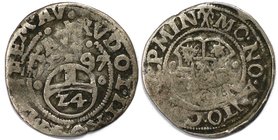 Altdeutsche Münzen und Medaillen, Minden-Bistum. Anton von Schaumburg (1587-1599). 1/24 Taler (Groschen) 1597. Schön. Selten