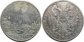Altdeutsche Münzen und Medaillen, NÜRNBERG, STADT. Konv.-Taler 1768 SR, Stadtansicht. Silber. Dav. 2494. Henkelspur (?), Sehr schön+