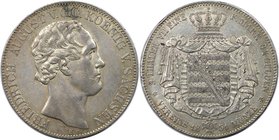 Altdeutsche Münzen und Medaillen, SACHSEN- ALBERTINE. Friedrich August II. (1836-1854). Doppeltaler 1851 F, Silber. AKS 94. Sehr schön-vorzüglich