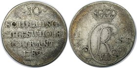 Altdeutsche Münzen und Medaillen, SCHLESWIG - HOLSTEIN. Christian VII. 10 Schilling 1789, Silber. KM 128. Sehr schön