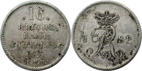 Altdeutsche Münzen und Medaillen, SCHLESWIG - HOLSTEIN. Frederik VI. 16 Reichsbank Schilling 1831 IFF, Silber. KM 154a. Sehr schön