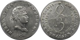 Altdeutsche Münzen und Medaillen, WESTFALEN. Hieronimus Napoleon (1807-1813). 2/3 Taler 1811 C, Silber. KM 117. PCGS MS-61