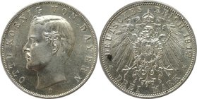 Deutsche Münzen und Medaillen ab 1871, REICHSSILBERMÜNZEN, Bayern. Otto (1886-1913). 3 Mark 1912 D, Silber. Jaeger 47. Fast Stempelglanz. Leicht berie...