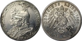 Deutsche Münzen und Medaillen ab 1871, REICHSSILBERMÜNZEN, Preußen, Wilhelm II. (1888-1918). 200 Jahre Königreich, 5 Mark 1901, Silber. Jaeger 106. Fa...