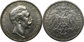 Deutsche Münzen und Medaillen ab 1871, REICHSSILBERMÜNZEN, Preußen. Wilhelm II. (1888-1918). 3 Mark 1911 A, Silber. Jaeger 103. Sehr schön, kl. Kratze...