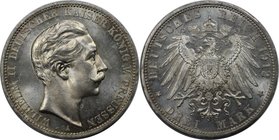 Deutsche Münzen und Medaillen ab 1871, REICHSSILBERMÜNZEN, Preußen. Wilhelm II. (1888-1918). 3 Mark 1912 A, Silber. Jaeger 103. Stempelglanz. Patina...