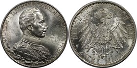 Deutsche Münzen und Medaillen ab 1871, REICHSSILBERMÜNZEN, Preußen. Wilhelm II. (1888-1918). 25 jähriges Regierungsjubiläum. 2 Mark 1913 A, Silber. Ja...