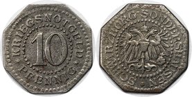 Deutsche Münzen und Medaillen ab 1871, DEUTSCHE NEBENGEBIETE. Fürstentum Schwarzburg-Sondershausen. 10 Pfennig ND (1918-1923). Eisen. Jaeger N7. Sehr ...