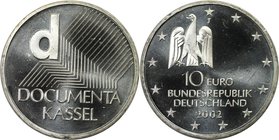 Deutsche Münzen und Medaillen ab 1945, BUNDESREPUBLIK DEUTSCHLAND. 11. Kunstausstellung "Documenta" 2002 in Kassel. 10 Euro 2002, Silber. KM 217. Stem...