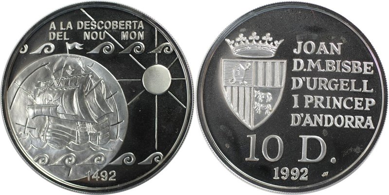 Europäische Münzen und Medaillen, Andorra. 500. Jahrestag der Entdeckung Amerika...