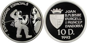 Europäische Münzen und Medaillen, Andorra. Weltraumforschung. 10 Diners 1993, Silber. KM 85. Polierte Platte