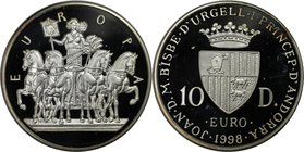 Europäische Münzen und Medaillen, Andorra. Europa. 10 Diners 1998, Silber. KM 151. Polierte Platte