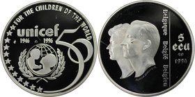 Europäische Münzen und Medaillen, Belgien / Belgium. 50 Jahre Kinderhilfswerk (Unicef). 5 Ecu 1996, Silber. KM 203. Polierte Platte