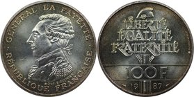 Europäische Münzen und Medaillen, Frankreich / France. 230. Jahrestag - Geburt von General Lafayette, Piedfort. 100 Francs 1987, Silber. KM 962. UNC