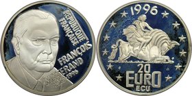 Europäische Münzen und Medaillen, Frankreich / France. Francois Mitterand (1916-1996). 20 Euro / Ecu 1996, Silber. Polierte Platte