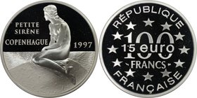 Europäische Münzen und Medaillen, Frankreich / France. Kopenhagen - Kleine Sirene. 100 Francs - 15 Euro 1997, Silber. KM 1178. Proof