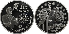 Europäische Münzen und Medaillen, Frankreich / France. Europäische Währungsunion, 7. Ausgabe. 120. Geburtstag von Robert Schuman. 1-1/2 Euro 2006, Sil...