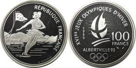 Europäische Münzen und Medaillen, Frankreich / France. Olympiade, Albertville - Paar- Schlittschuhlaufen. 100 Francs 1992, Silber. KM 974. Polierte Pl...