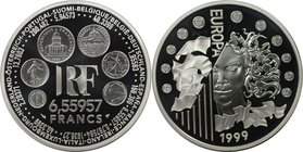 Europäische Münzen und Medaillen, Frankreich / France. Europäische Atr Styles - Europa. 6.55957 Francs 2000, Silber. KM 1255. Polierte Platte