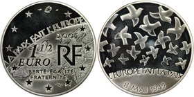 Europäische Münzen und Medaillen, Frankreich / France. 60 Jahre Frieden und Freiheit. 1 1/2 Euro 2005, Silber. KM 1441. Polierte Platte