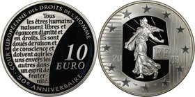 Europäische Münzen und Medaillen, Frankreich / France. 50 Jahre Erklärung der Menschenrechte. 10 Euro 2009, Silber. KM 1584. Proof
