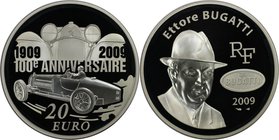 Europäische Münzen und Medaillen, Frankreich / France. 100 Jahre Ettore Bugatti (Piedfort). 20 Euro 2009, Silber. Proof