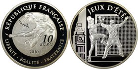 Europäische Münzen und Medaillen, Frankreich / France. XXX. Olympische Spiele in London 2012 - Handball. 10 Euro 2010, Silber. KM 1720. Proof