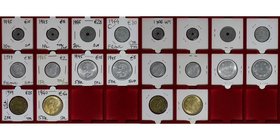 Europäische Münzen und Medaillen, Frankreich / France, Lots und Sammlungen. 2х10 Centimes 1945, 1х20 Centimes 1945, 2х1 Francs 1944, 1х1 Francs 1945, ...