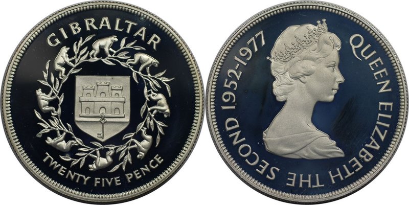 Europäische Münzen und Medaillen, Gibraltar. Jubiläum Königin Elizabeth. 25 Penc...
