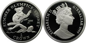 Europäische Münzen und Medaillen, Gibraltar. Olympische Sommerspiele 2000 - Sydney. 1 Crown 1999, Silber. KM 789a. Polierte Platte