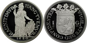 Europäische Münzen und Medaillen, Niederlande / Netherlands. Replik von 1 Gulden 1680, ND. Silber. Polierte Platte