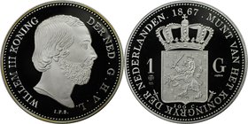 Europäische Münzen und Medaillen, Niederlande / Netherlands. Willem III. Replik von 1 Gulden 1867, ND. Silber. Polierte Platte