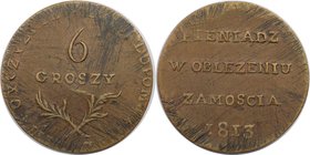 Europäische Münzen und Medaillen, Polen / Poland. ZAMOSC. Belagerung 1813. 6 Groszy 1813, Kupfer. Fast Vorzüglich