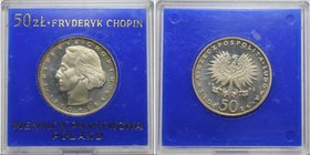 Europäische Münzen und Medaillen, Polen / Poland. Fryderyk Chopin (1810-1849). 50 Zlotych 1974, Silber. 0.3 OZ. KM Y#66. Polierte Platte