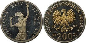 Europäische Münzen und Medaillen, Polen / Poland. Olympische Spiele - Tennis. 200 Zlotych 1987 Proba, Kupfer-Nickel. KM Pr555. Polierte Platte