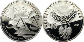 Europäische Münzen und Medaillen, Polen / Poland. 15 Jahre Verfassungsgericht. 10 Zlotych 2001, Silber. 0.42 OZ. KM Y#413. Polierte Platte