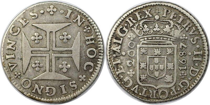 Europäische Münzen und Medaillen, Portugal. Pedro II. 200 Reis 1687, Silber. KM ...