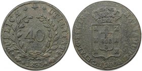 Europäische Münzen und Medaillen, Portugal. Maria II. 40 Reis 1833, Bronze. KM 402. Sehr schön+